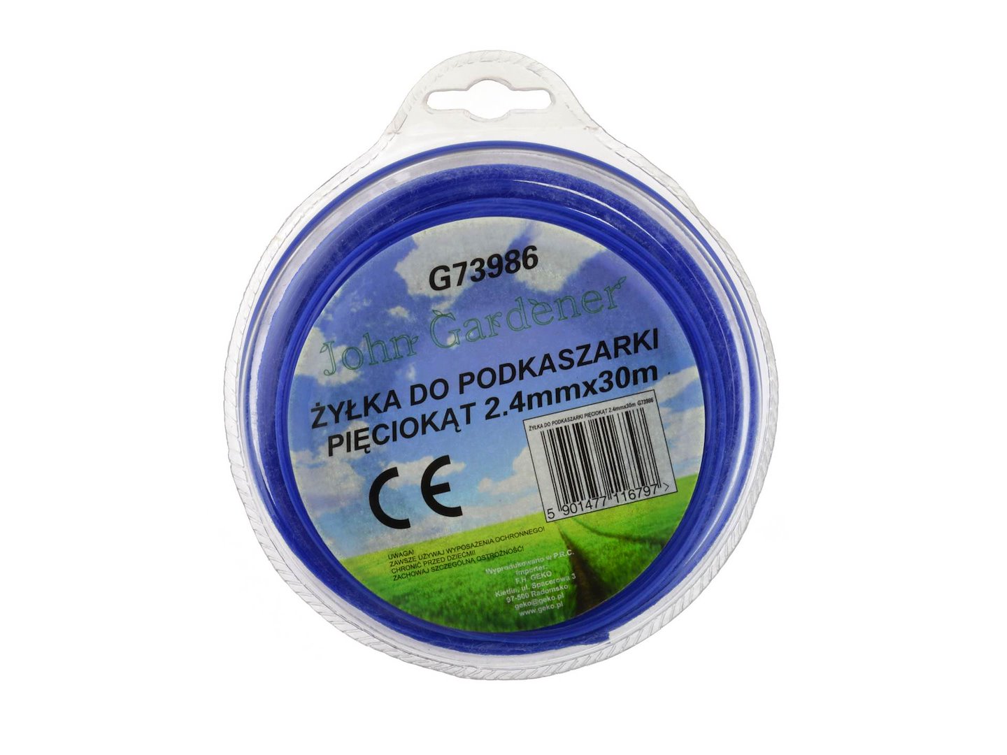 Blauwe nylondraad hexagonaal 2,4mm*30m