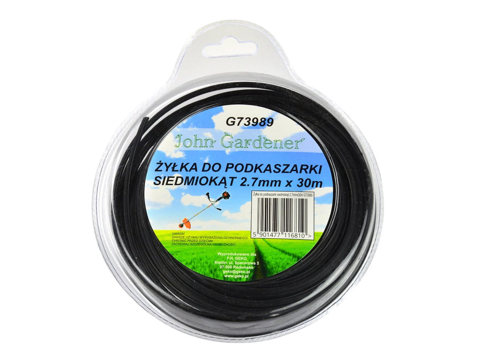 Heptagonale nylondraad zwart 2,7*30m