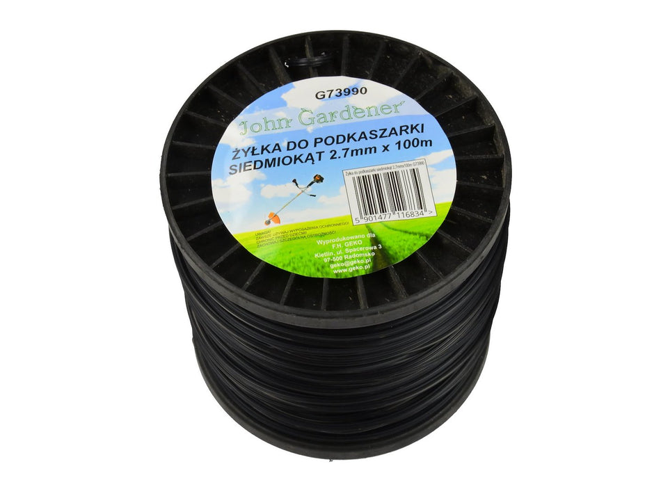 Heptagonale nylondraad 2,7mm*100m zwart