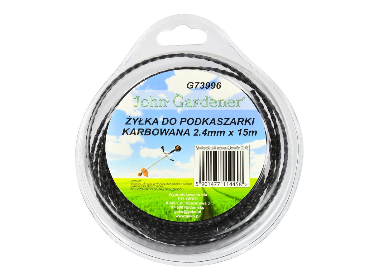 Gegolfde nylonlijn 2,4 mm x 15 m zwart