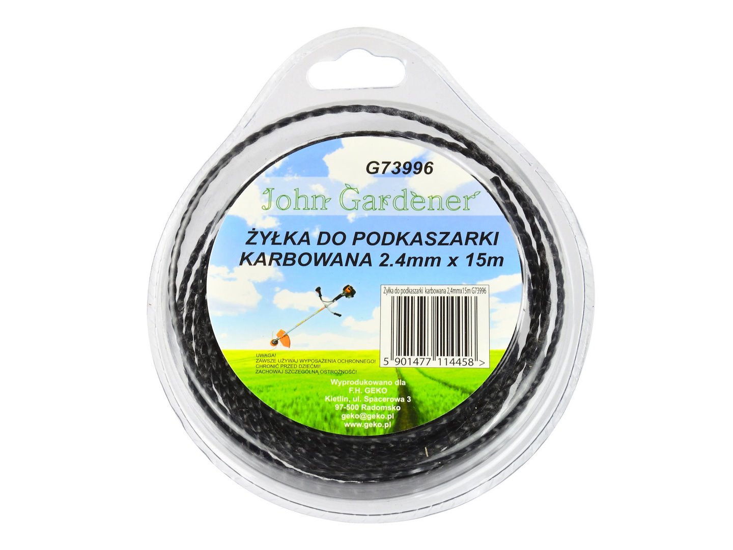 Gegolfde nylonlijn 2,4 mm x 15 m zwart