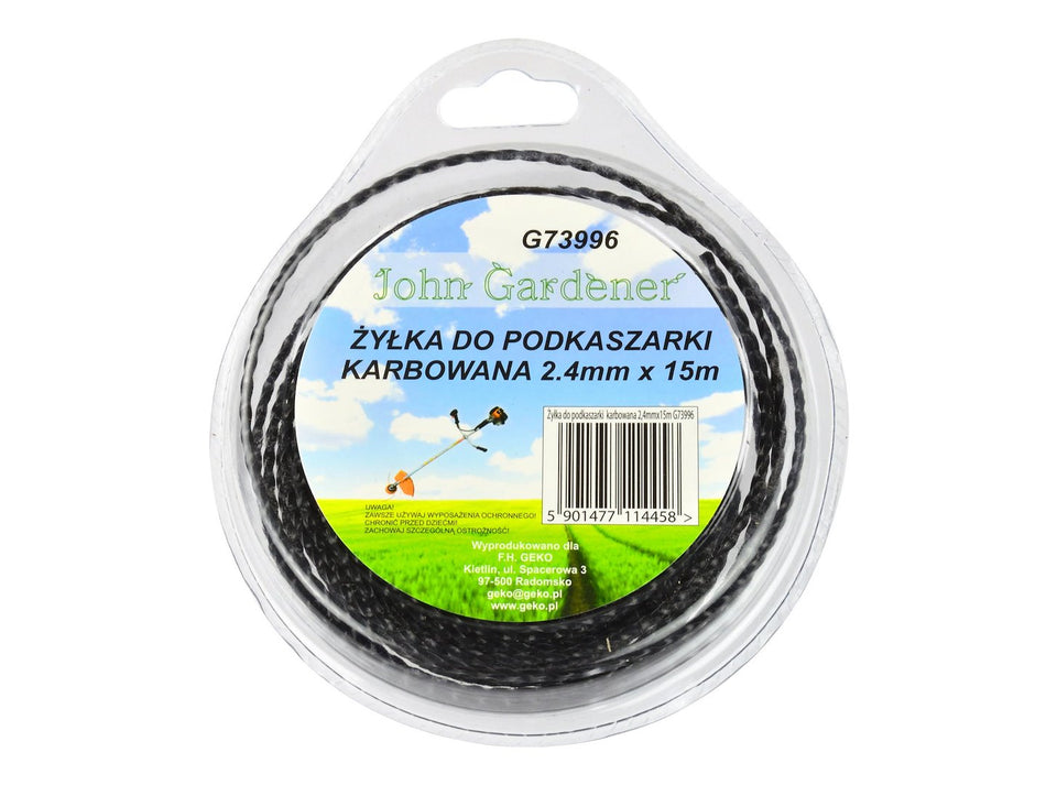 Gegolfde nylonlijn 2,4 mm x 15 m zwart