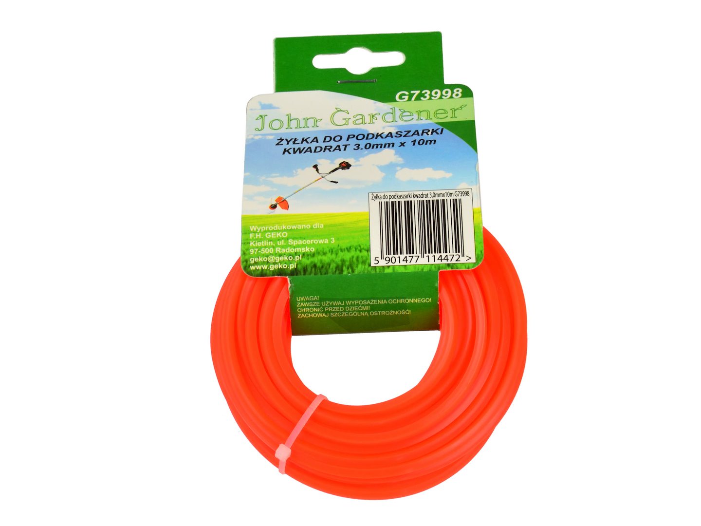 Vierkante nylonlijn rood 3,0 mm x 10 m