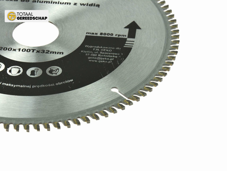 TCT Aluminium Circular Saw Blade 200x32x100T + 5 reductions 32/ -30 -25,4 -22,2 -20 -16