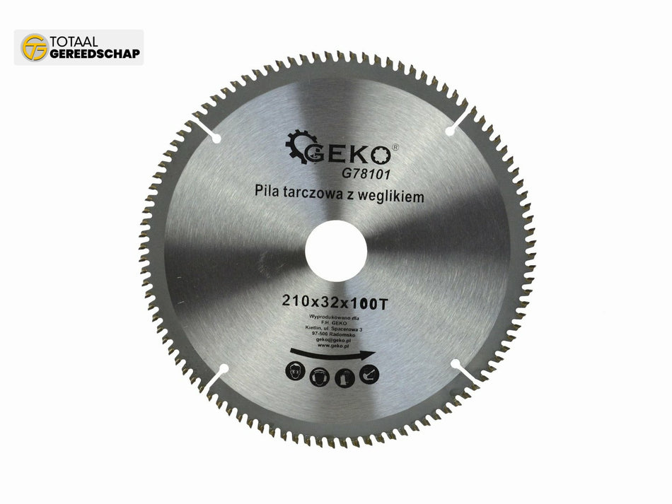 TCT Aluminium Circular Saw Blade 210x32x100T + 5 reductions 32/ -30 -25,4 -22,2 -20 -16