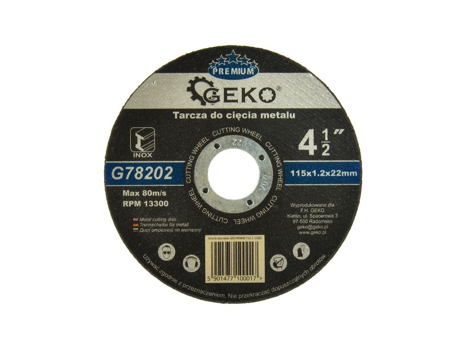 Metaalsnijschijf GEKO Premium 115x1,2x22,2mm