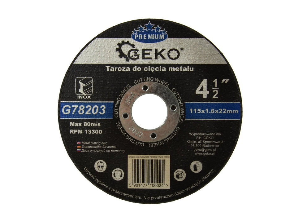 Metaalsnijschijf GEKO Premium 115x1,6x22,2mm