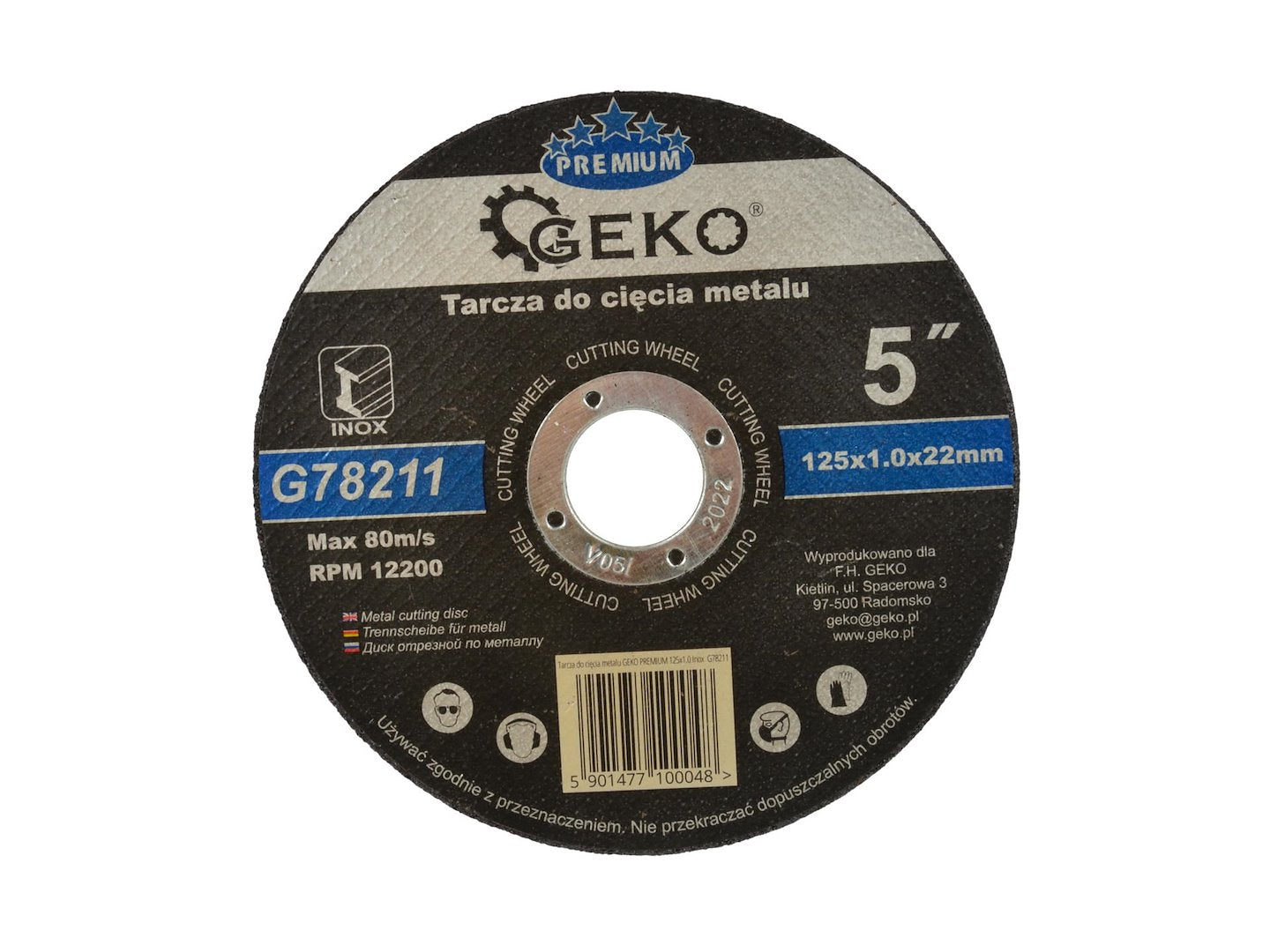 Metaalsnijschijf GEKO Premium 125x1x22,2mm RVS