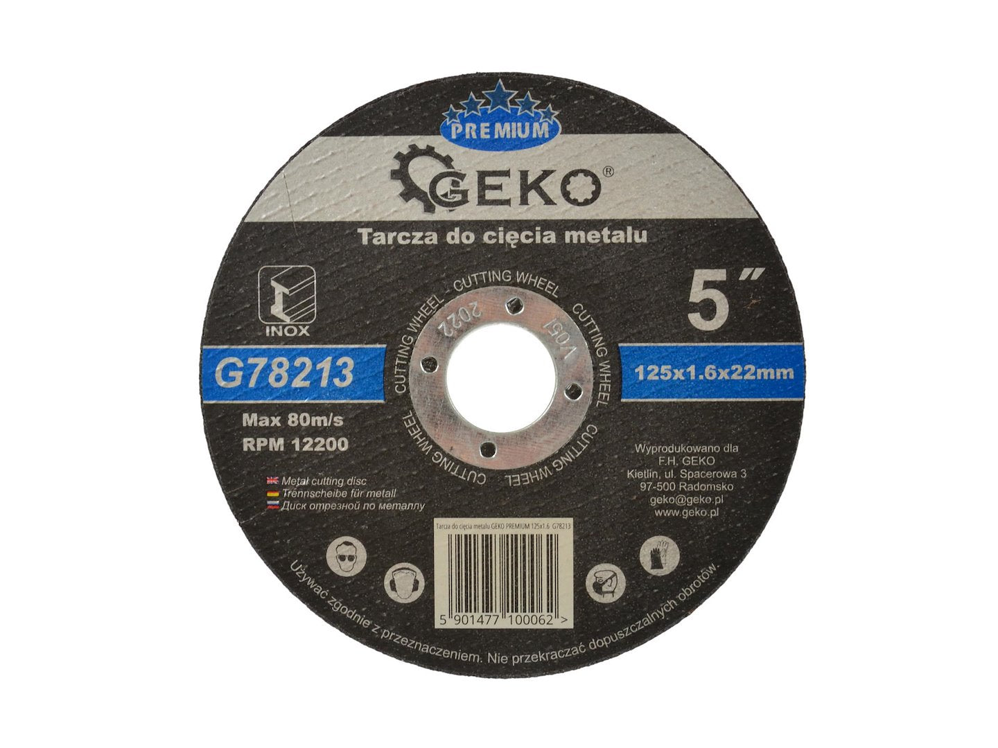 Metaalsnijschijf GEKO Premium 125x1,6x22,2mm