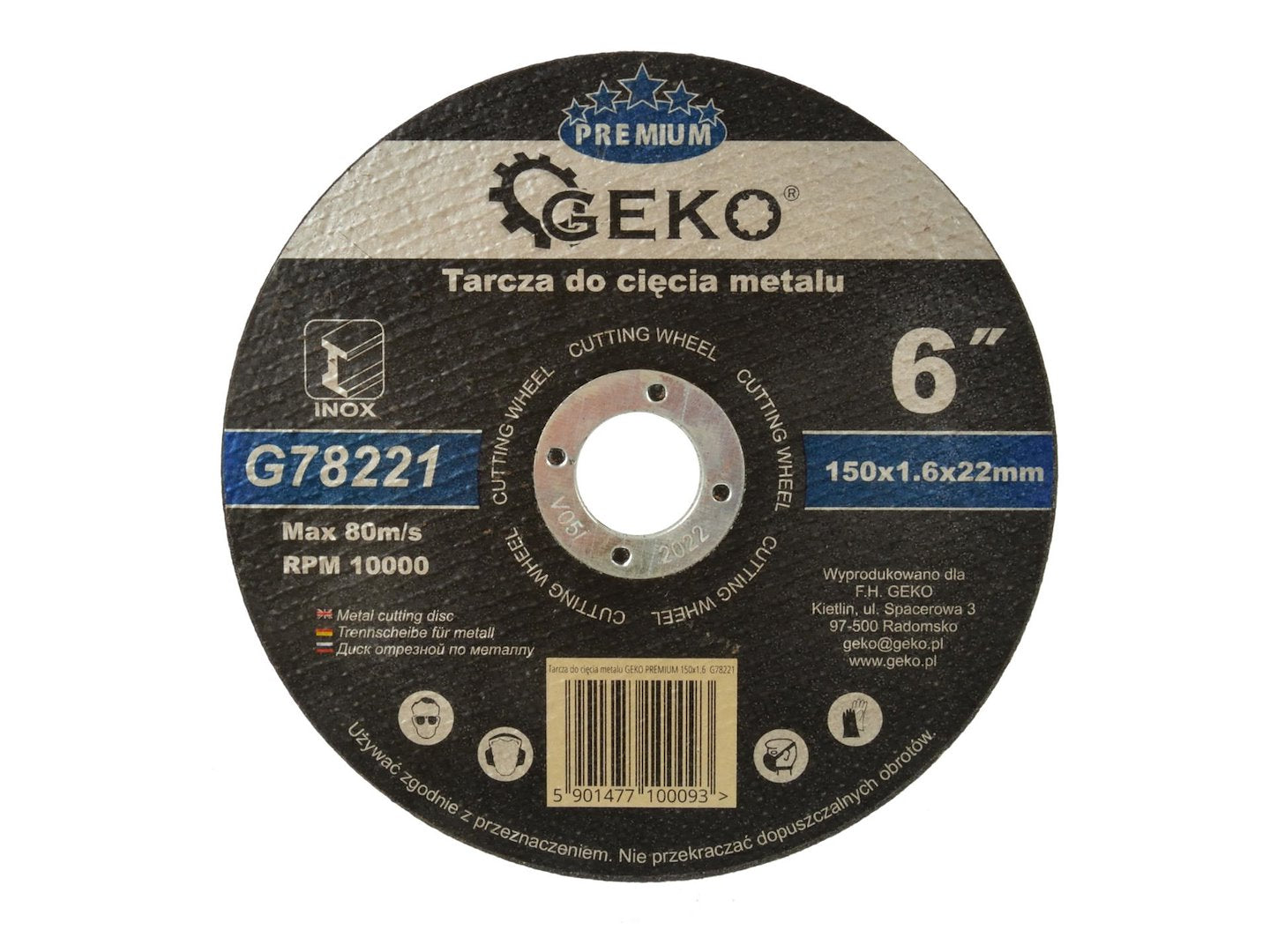 Metaalsnijschijf GEKO Premium 150x1,6x22,2mm