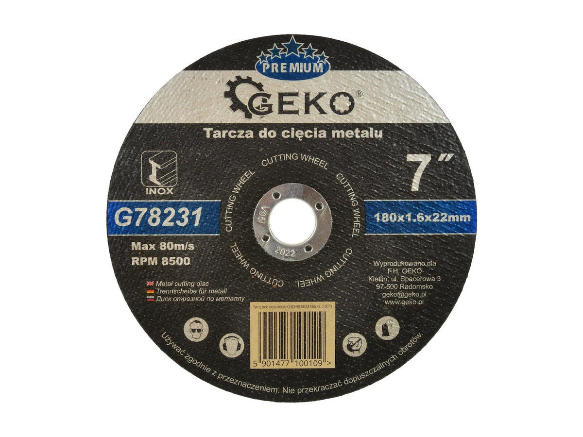 Metaalsnijschijf GEKO Premium 180x1,6x22,2mm
