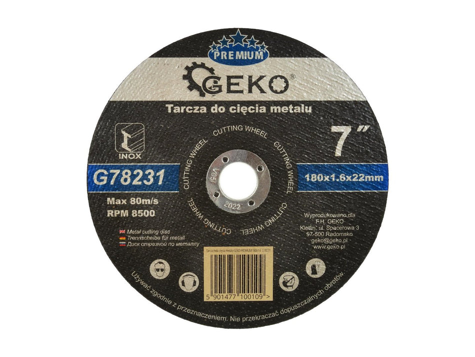 Metaalsnijschijf GEKO Premium 180x1,6x22,2mm