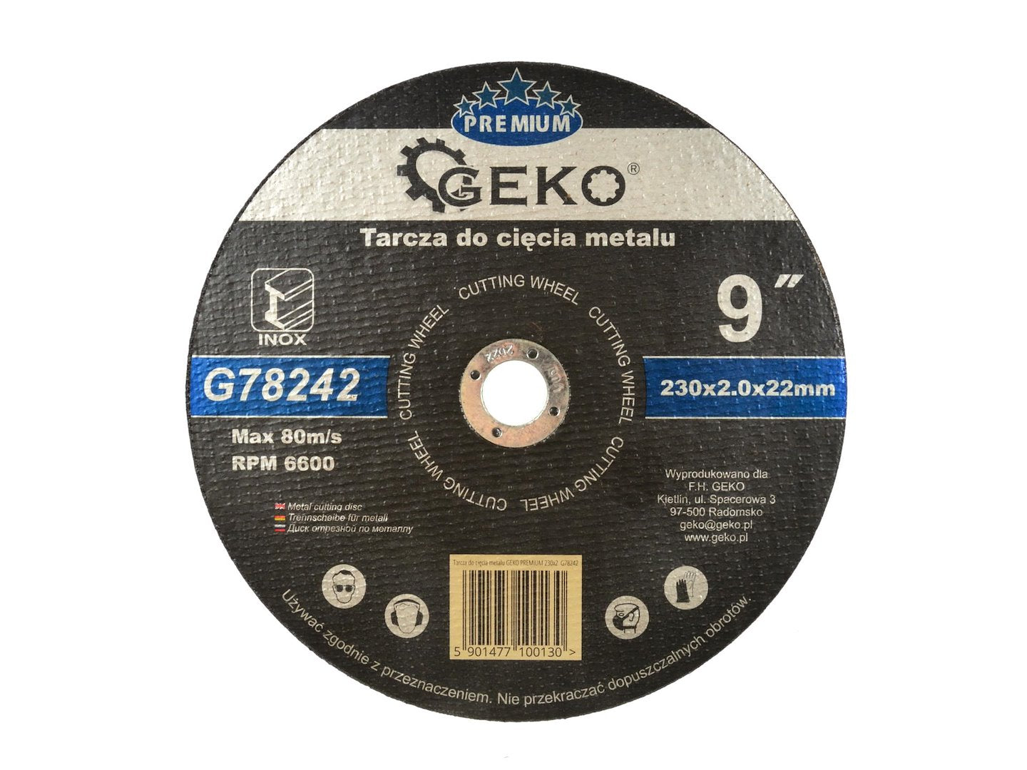 Metaalsnijschijf GEKO Premium 230x2x22,2mm RVS