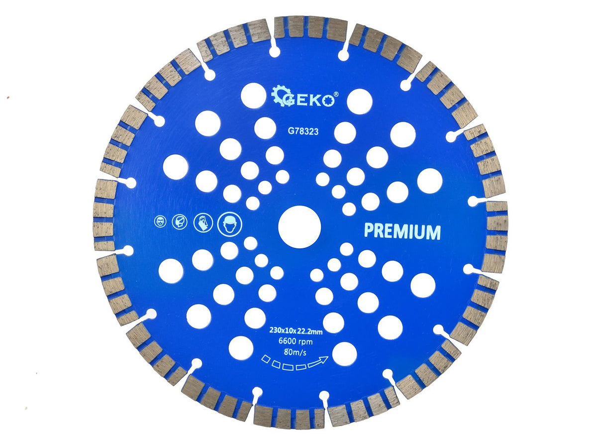 Diamantzaagblad met turbo-segmentrand 230x22,2mm Rand 10mm GEKO Premium laser