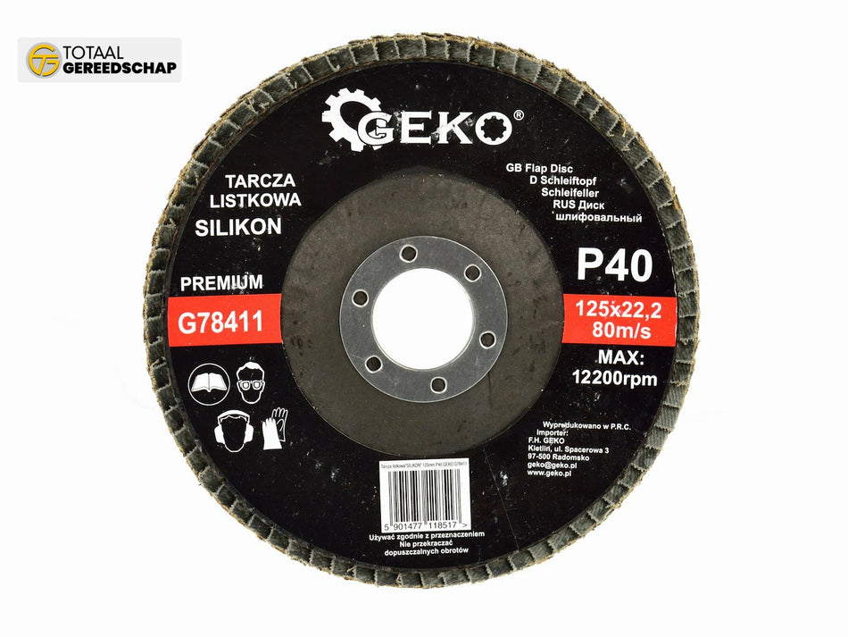 Silicon Carbide Flap Disc 125mm Grit 40 GEKO Premium
