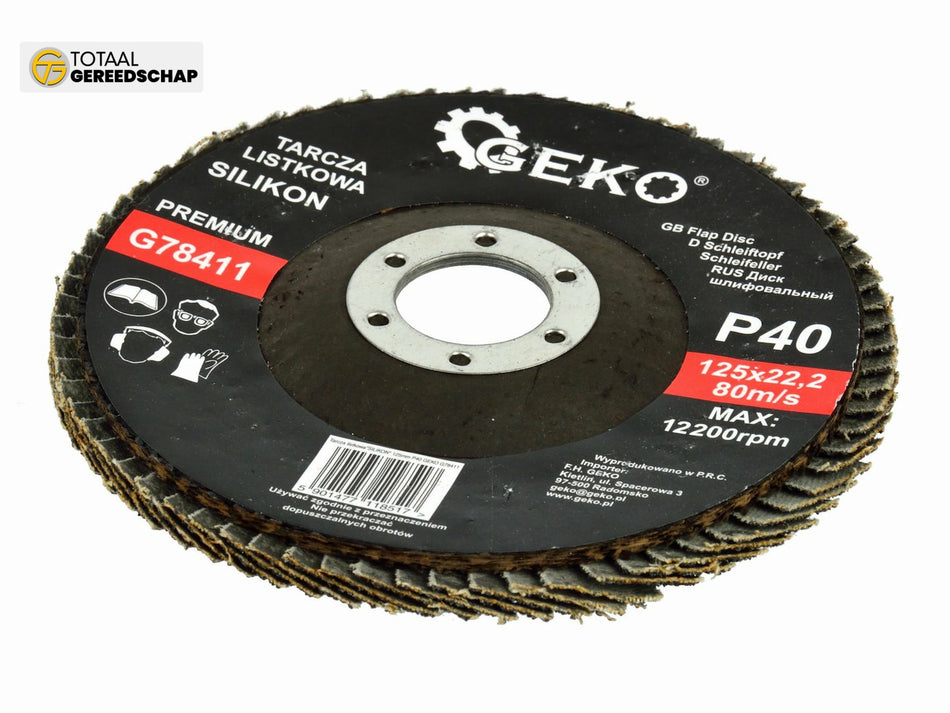 Silicon Carbide Flap Disc 125mm Grit 40 GEKO Premium