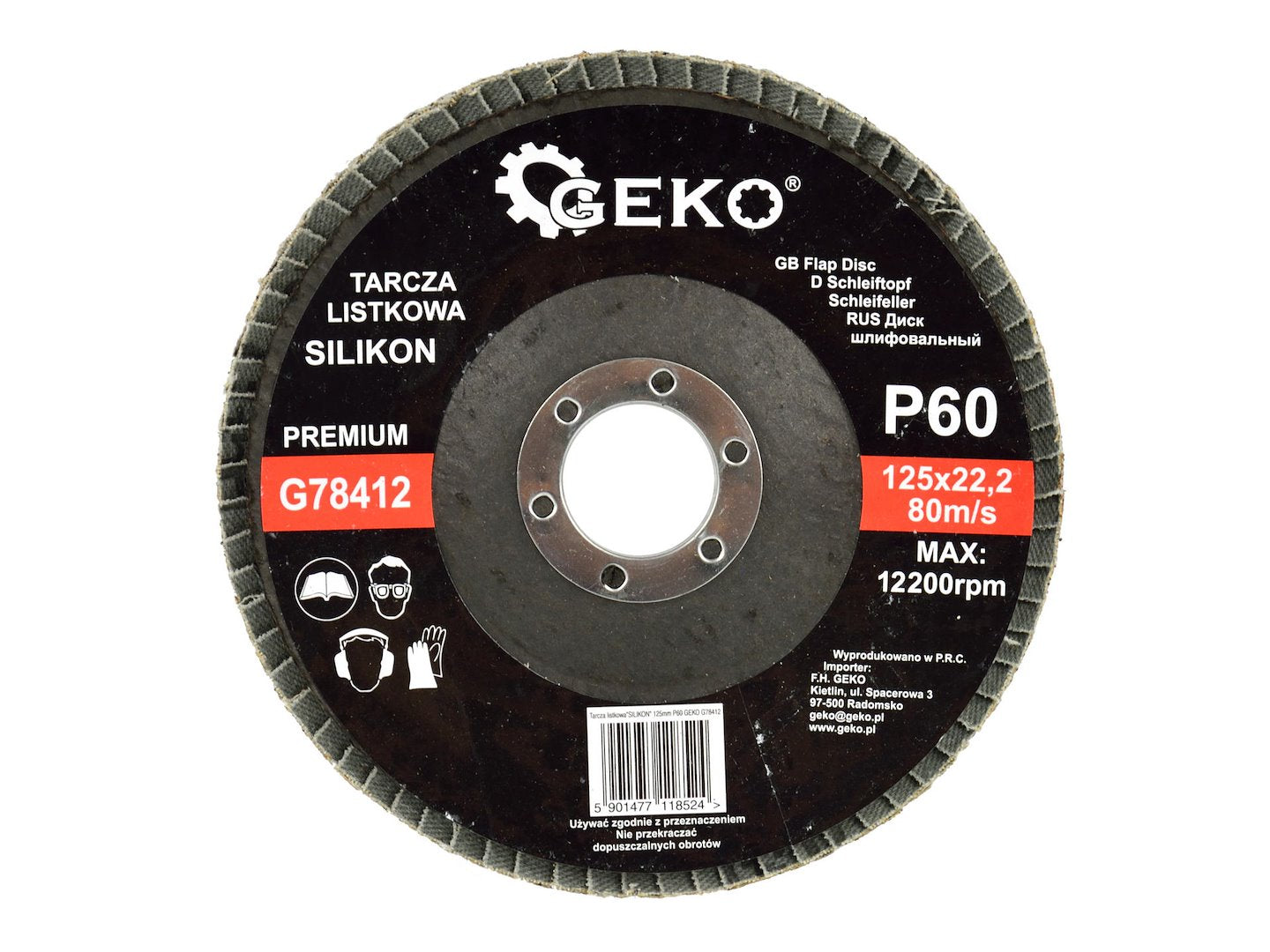 Siliciumcarbide lamellenschijf 125mm Korrel 60 GEKO Premium