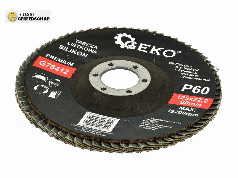 Silicon Carbide Flap Disc 125mm Grit 60 GEKO Premium