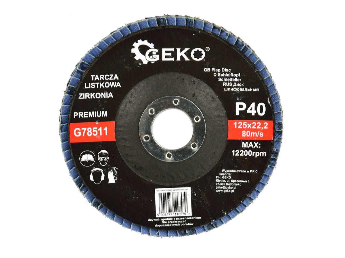 Zirkoniumaluminium lamellenschijf 125mm korrel 40 GEKO Premium