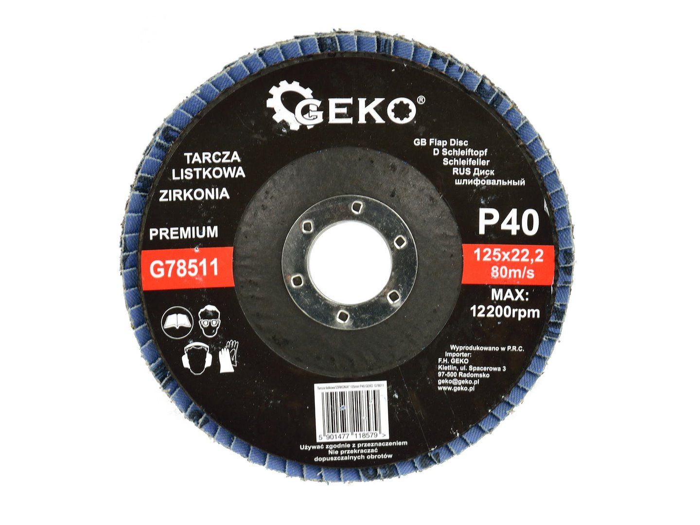 Zirkoniumaluminium lamellenschijf 125mm korrel 40 GEKO Premium
