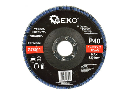 Zirkoniumaluminium lamellenschijf 125mm korrel 40 GEKO Premium
