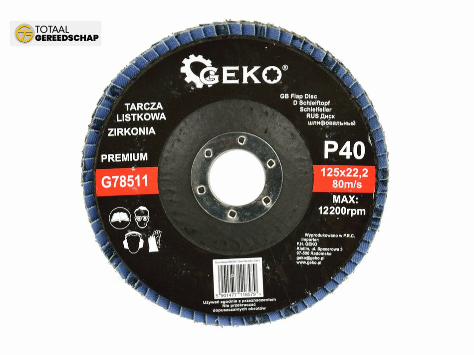 Zirconia Alumina Flap Disc 125mm Grit 40 GEKO Premium