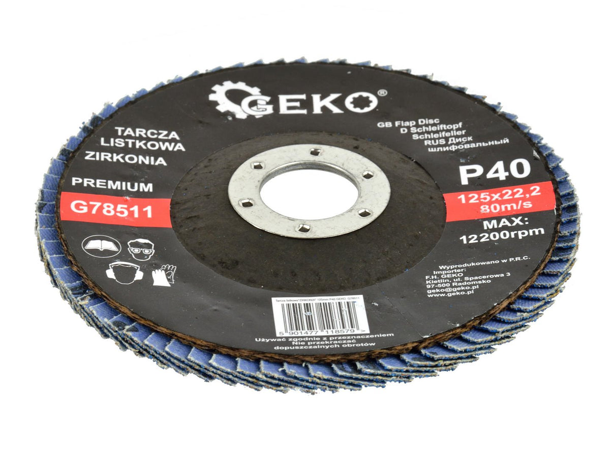 Zirkoniumaluminium lamellenschijf 125mm korrel 40 GEKO Premium