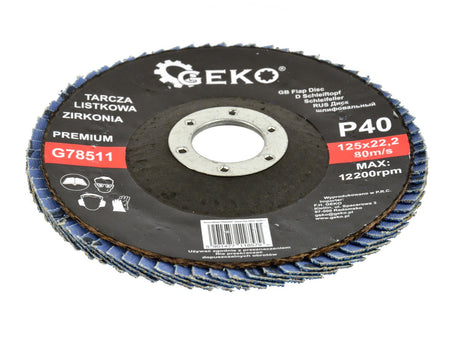 Zirkoniumaluminium lamellenschijf 125mm korrel 40 GEKO Premium