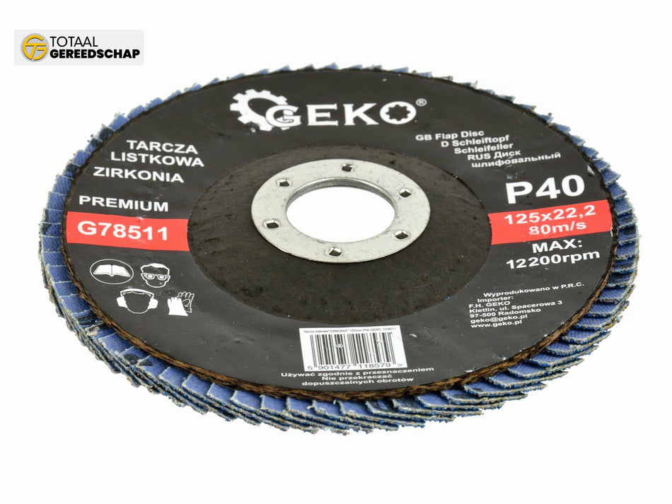 Zirconia Alumina Flap Disc 125mm Grit 40 GEKO Premium