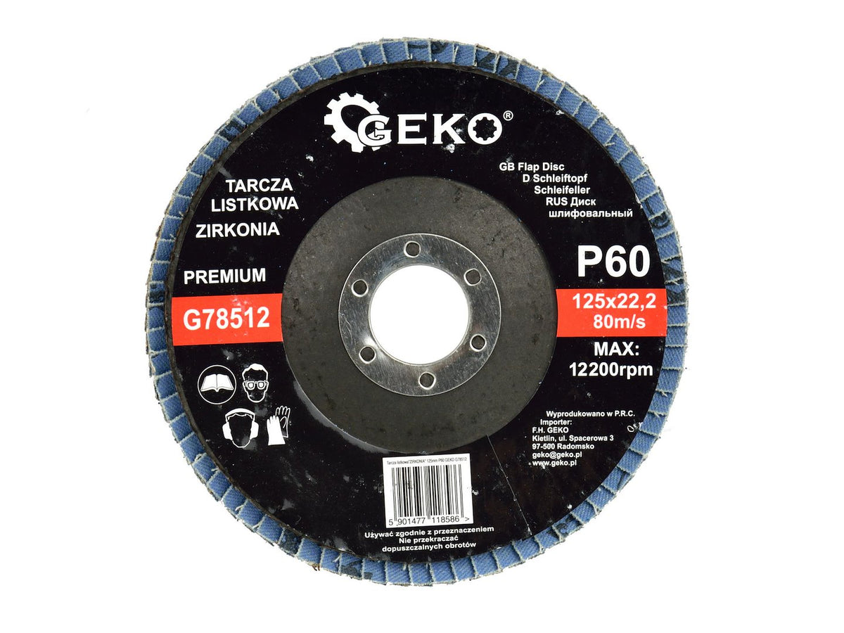 Zirkoniumaluminium lamellenschijf 125mm korrel 60 GEKO Premium