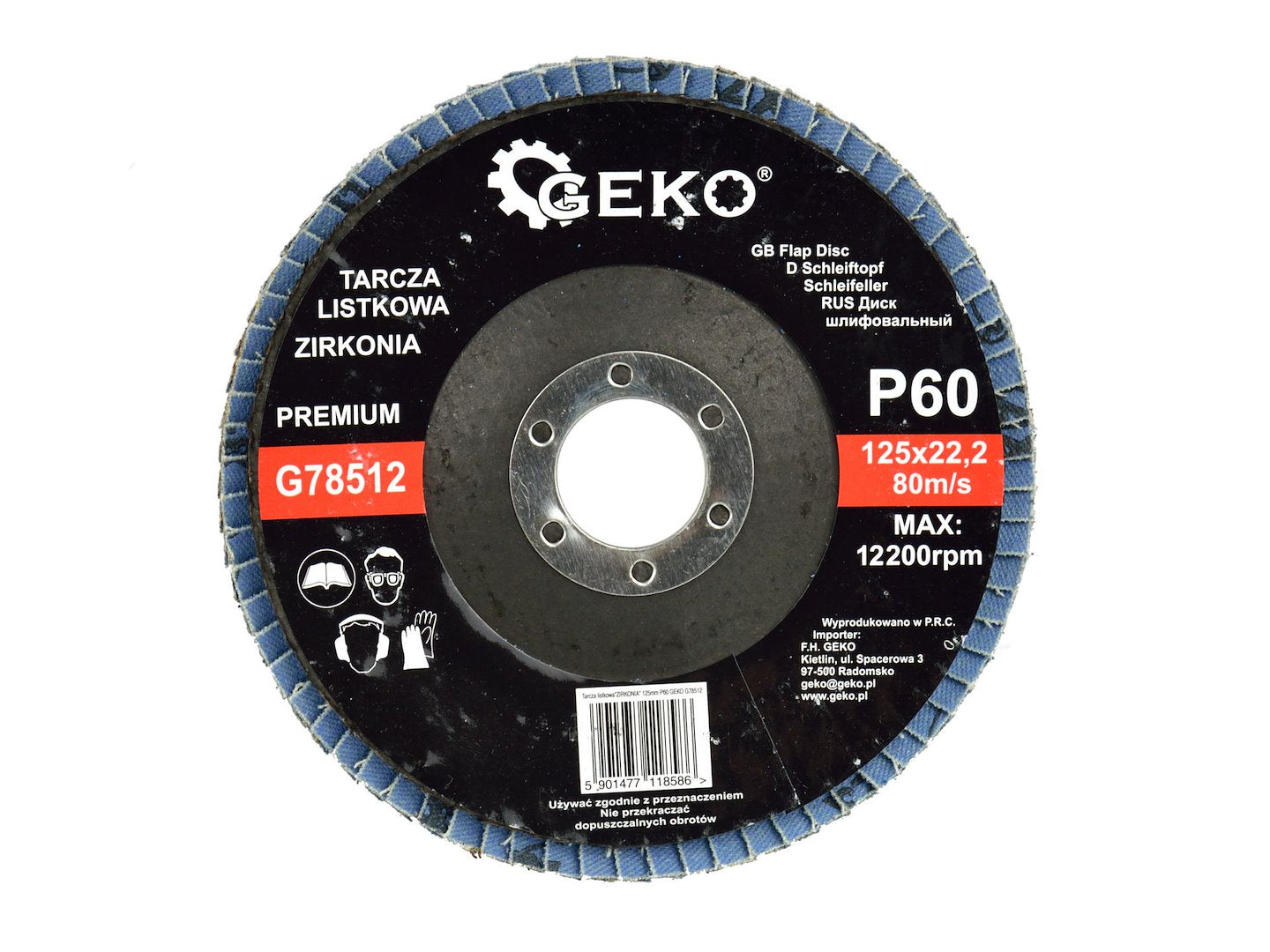 Zirkoniumaluminium lamellenschijf 125mm korrel 60 GEKO Premium