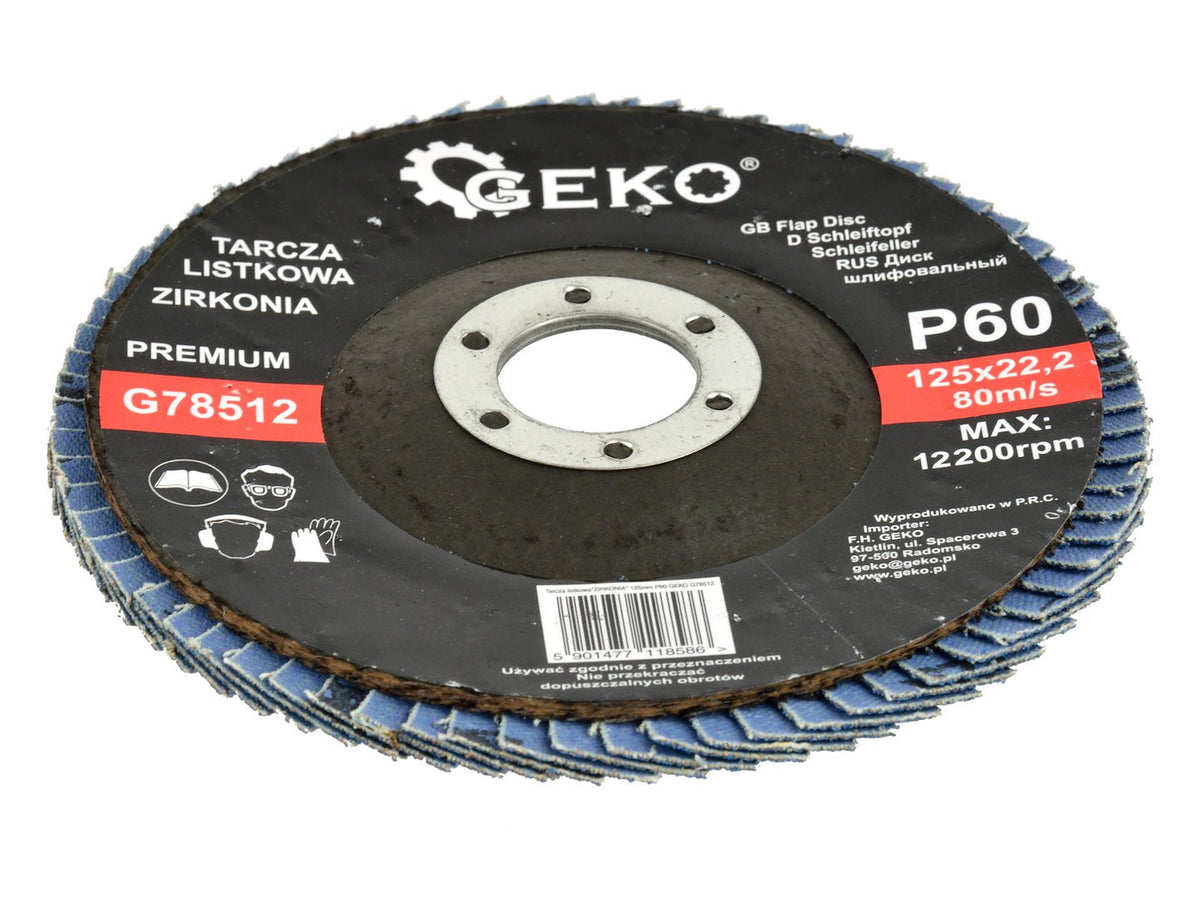 Zirkoniumaluminium lamellenschijf 125mm korrel 60 GEKO Premium