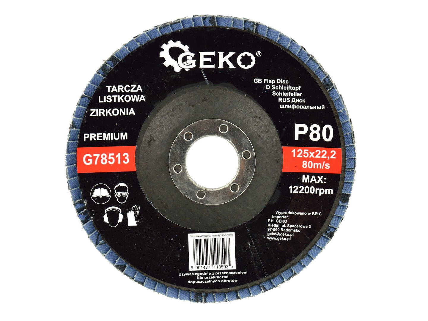 Zirkoniumaluminium lamellenschijf 125mm korrel 80 GEKO Premium