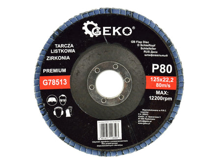 Zirkoniumaluminium lamellenschijf 125mm korrel 80 GEKO Premium