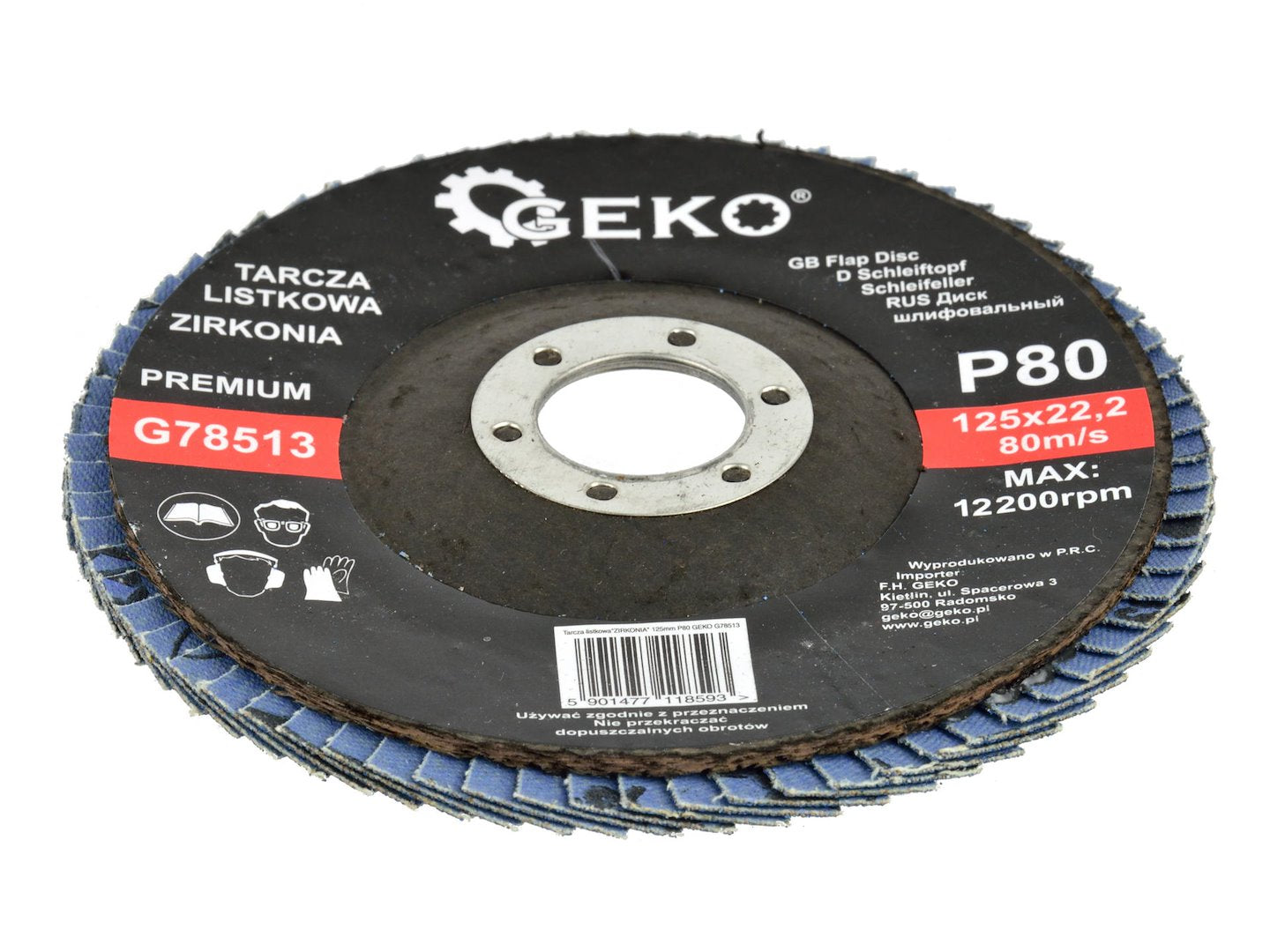 Zirkoniumaluminium lamellenschijf 125mm korrel 80 GEKO Premium
