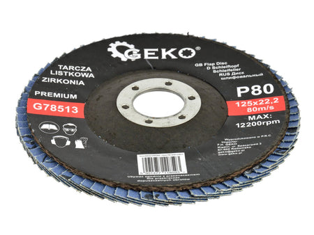 Zirkoniumaluminium lamellenschijf 125mm korrel 80 GEKO Premium
