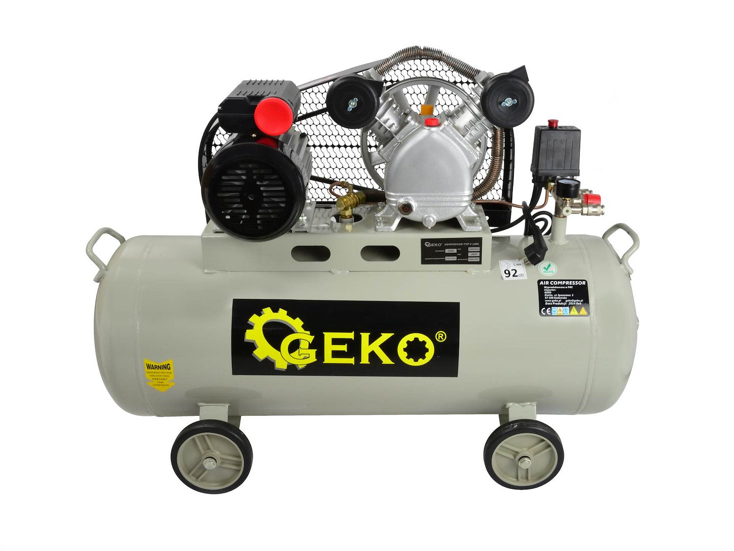 100L oliesmerende luchtcompressor V-Twin 8 bar 390 L/min