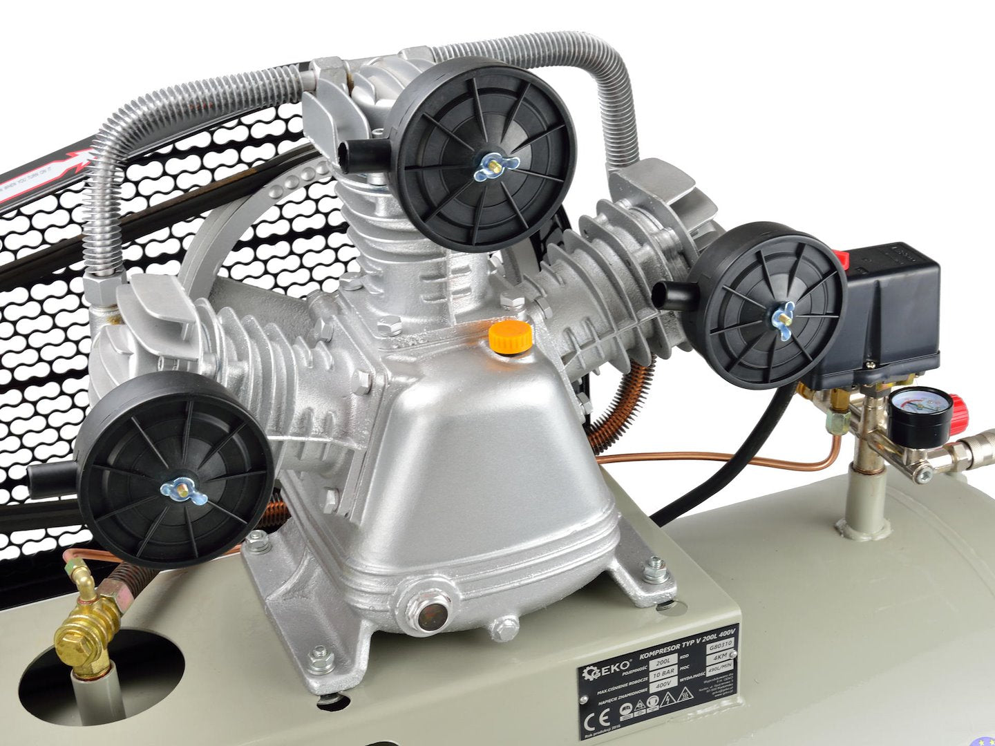 200L oliesmerende luchtcompressor drievoudige cilinder 10 bar 490 L/min 400V