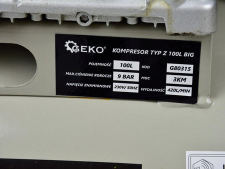100L oliegesmeerde luchtcompressor type Z 9 bar 420 L/min GROOT