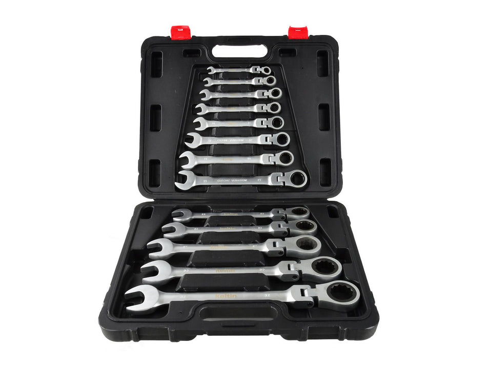 Ratelomkeerbare ringsleutelset 8-32 mm 13 stuks