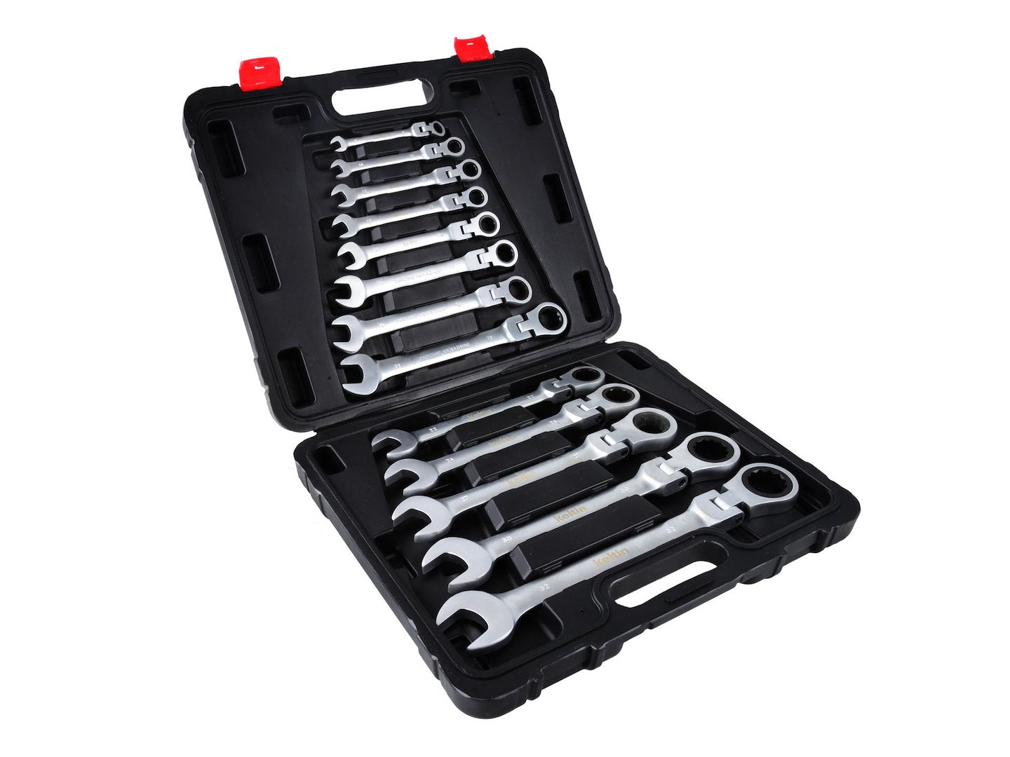 Ratelomkeerbare ringsleutelset 8-32 mm 13 stuks
