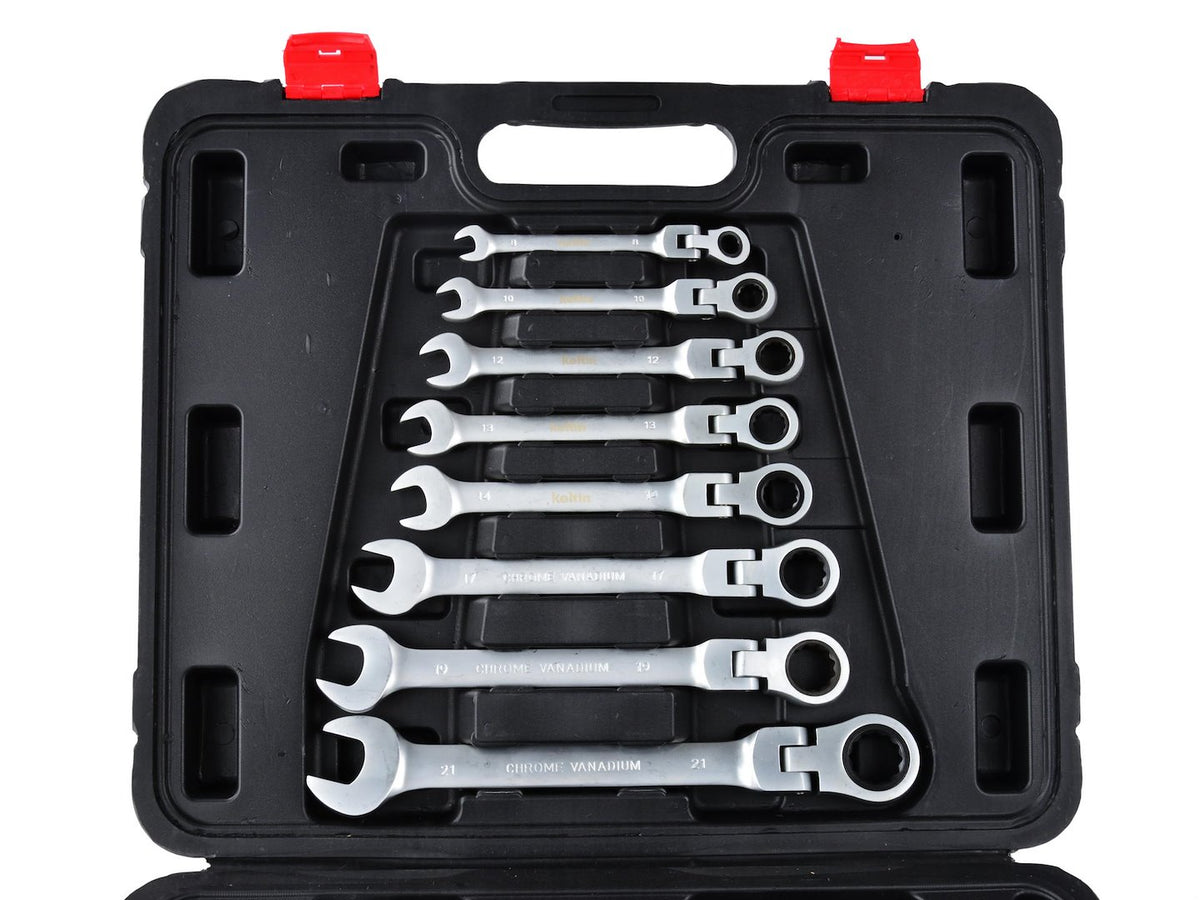 Ratelomkeerbare ringsleutelset 8-32 mm 13 stuks