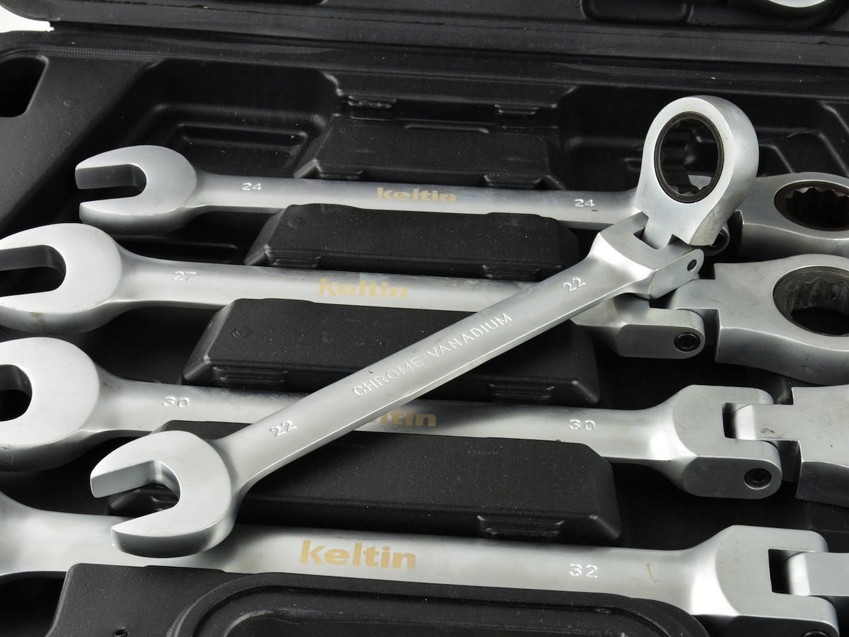Ratelomkeerbare ringsleutelset 8-32 mm 13 stuks