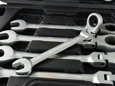 Ratelomkeerbare ringsleutelset 8-32 mm 13 stuks