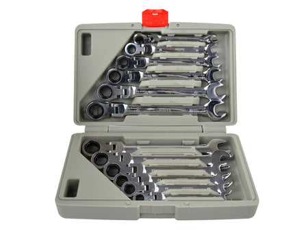 Ratelomkeerbare ringsleutelset 8-19mm 12 stuks