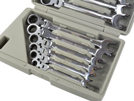 Ratelomkeerbare ringsleutelset 8-19mm 12 stuks