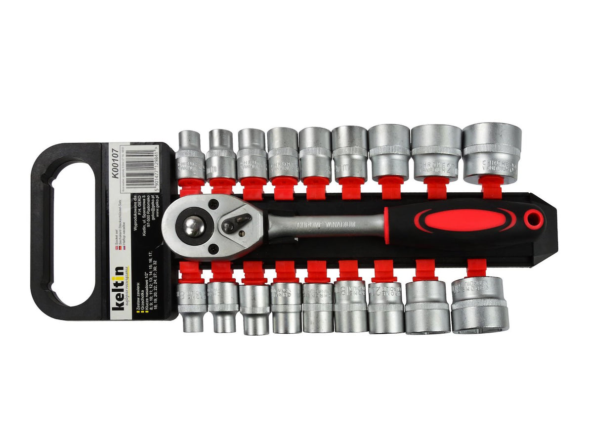 19 stuks doppen 8-32mm met ratel