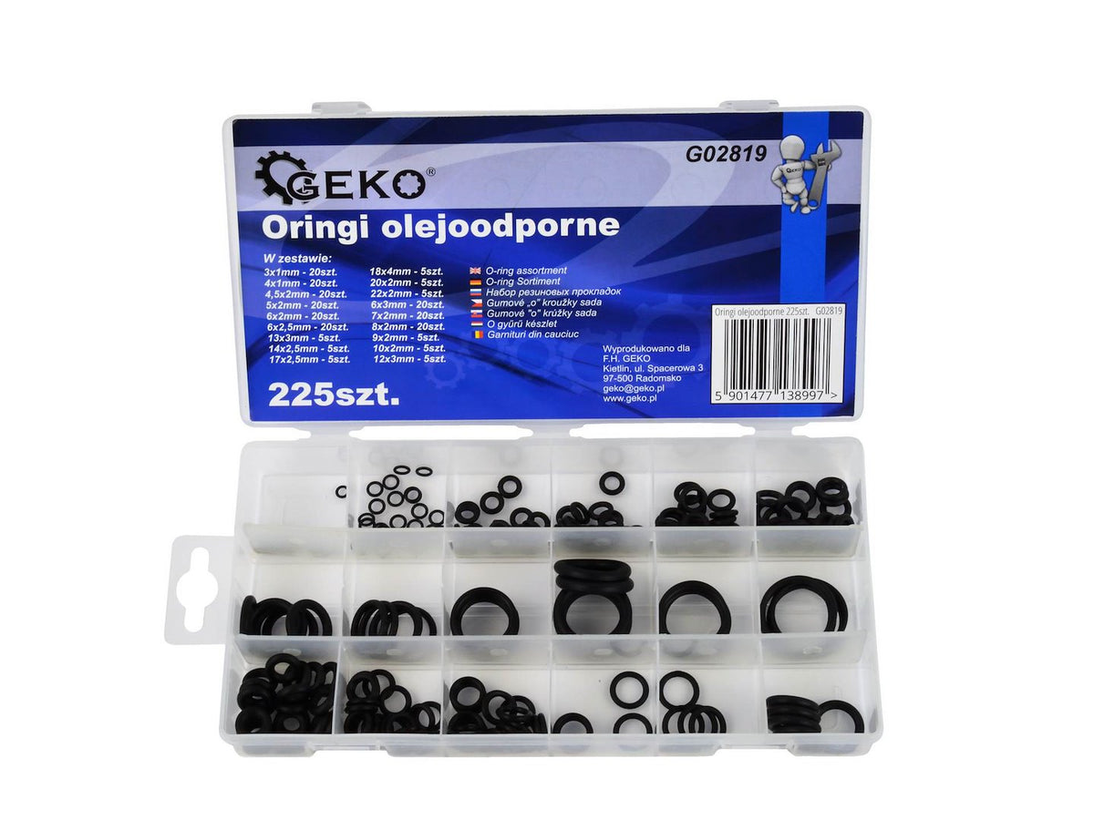 O-ring assortiment diverse maten olie- en zuurresistent 225 stuks
