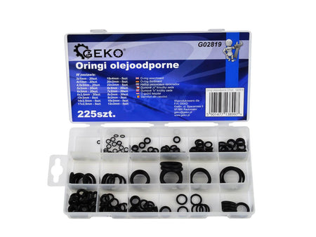 O-ring assortiment diverse maten olie- en zuurresistent 225 stuks