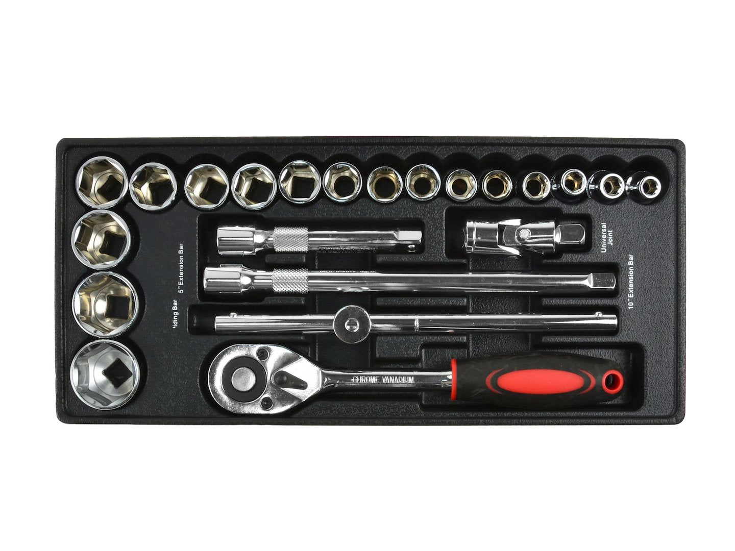 Inzet - Dopsleutelset met ratel 1/2" 10-32mm CRV